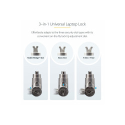 3-IN-1 Universal Laptop Lock - 6.6FT Master Keyed Security C | APLIUM