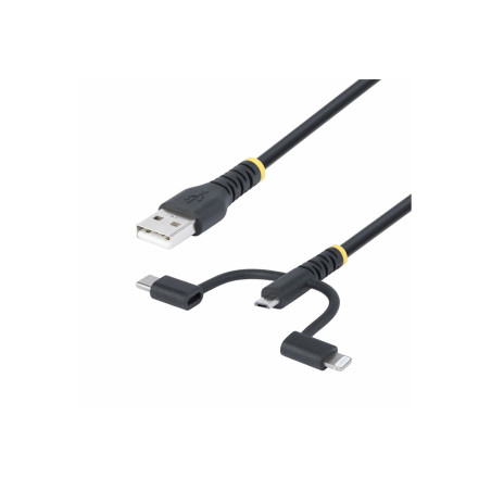 StarTech.com 3.3ft USB Multi Charging Cable, Lightning/Micro-USB/Type-