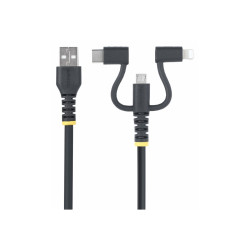 StarTech.com 3.3ft USB Multi Charging Cable, Lightning/Micro-USB/Type-