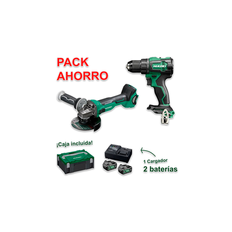 Pack Taladro + Amoladora bateria HIKOKI