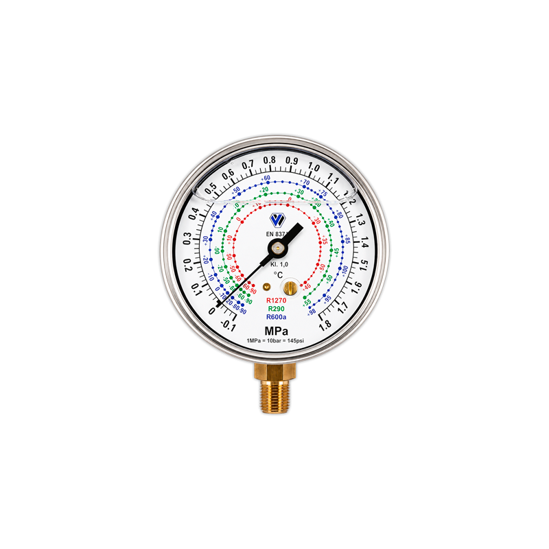 Manometro de Baja Ø 80 mm con Glicerina
