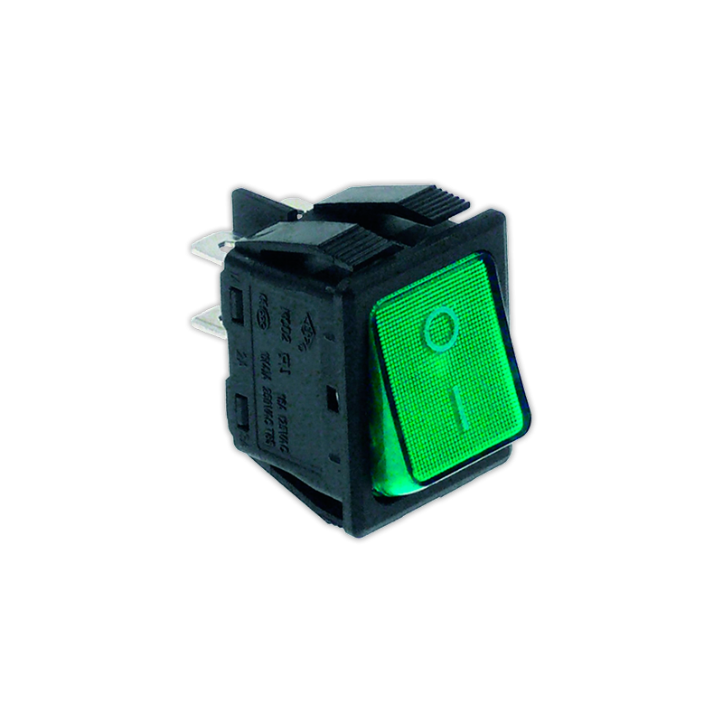 Pulsador 22x30 mm II verde con piloto