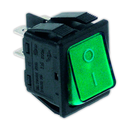 Pulsador 22x30 mm II verde con piloto