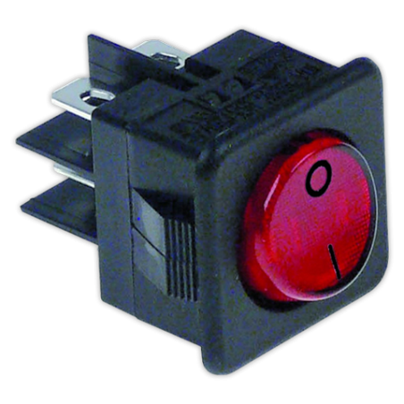 Interruptor 25x25 mm II rojo con piloto