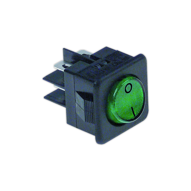 Interruptor 25x25 mm II verde con piloto
