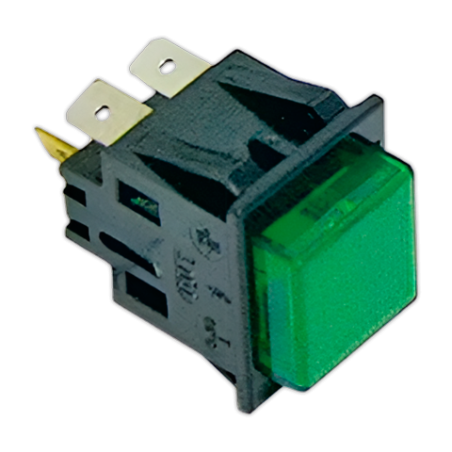 Interruptor pulsador verde 27,2x22,2mm
