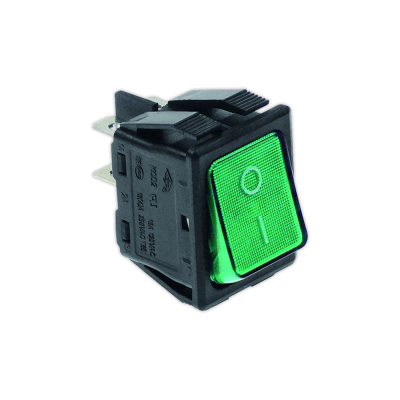 Interruptor 22x30 mm II verde con piloto