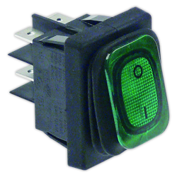 Interruptor 22x30 mm II verde con piloto