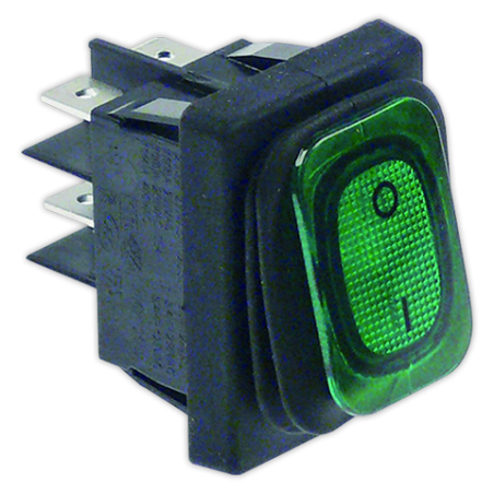 Interruptor 22x30 mm II verde con piloto