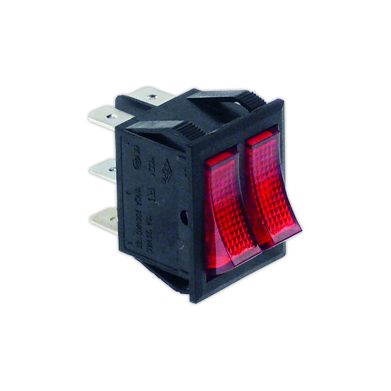 Interruptor doble 22x30 mm I rojo