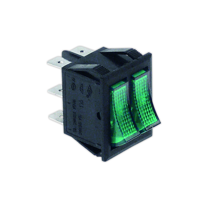 Interruptor doble 22x30 mm I verde
