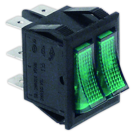 Interruptor doble 22x30 mm I verde