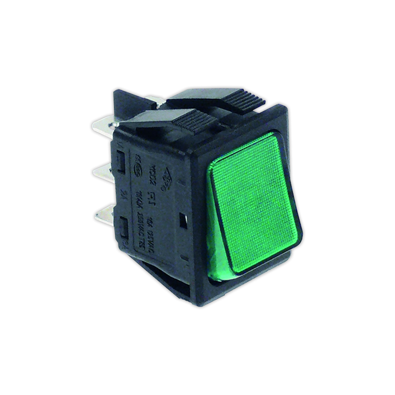 Conmutador 22x30 mm II verde con piloto