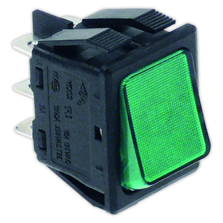 Conmutador 22x30 mm II verde con piloto