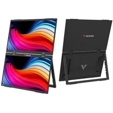 Monitor Portátil Táctil Verbatim Duo Essentials 15.6" + 15.6"/ Full HD