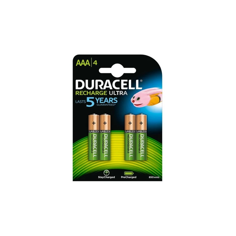 Pack de 4 Pilas AAA Duracell HR03-A/ 1.2V/ Recargables