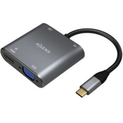 Conversor Aisens A109-0626/ HDMI Hembra - VGA Hembra - USB Tipo-C Mach