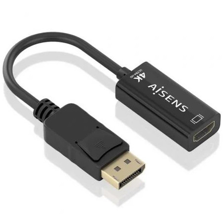 Conversor Aisens A125-0905/ DisplayPort Macho - HDMI Hembra/ 15cm/ Neg