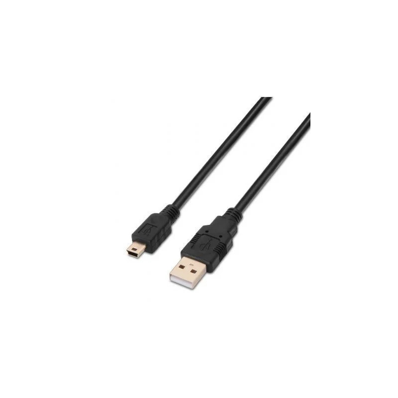 Cable USB 2.0 Aisens A101-0024/ USB Macho - MiniUSB Macho/ 1m/ Negro