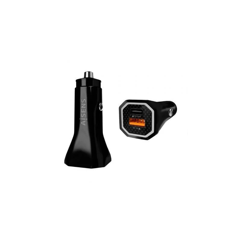 Cargador de Coche Aisens ASCH-CAR2PQC-BK/ 1xUSB-Tipo C/ 1xUSB/ 38W