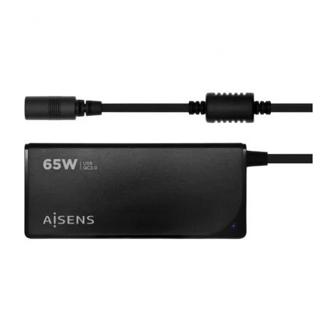 Cargador de Portátil Aisens ASLC-65WAUTO-BK/ 65W/ 1xUSB QC3.0/ Automát