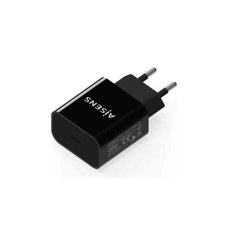 Cargador de Pared Aisens A110-0538/ 1xUSB Tipo-C PD3.0/ 20W/ Negro