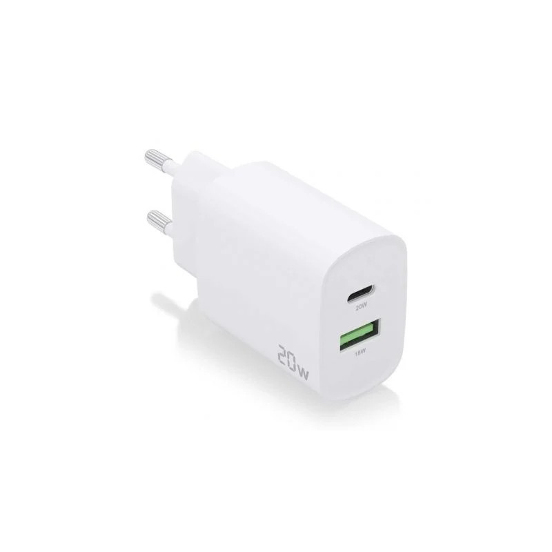 Cargador de Pared Aisens A110-0754/ 1xUSB Tipo-C/ 1xUSB/ 20W
