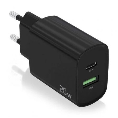 Cargador de Pared Aisens A110-0755/ 1xUSB Tipo-C/ 1xUSB/ 20W