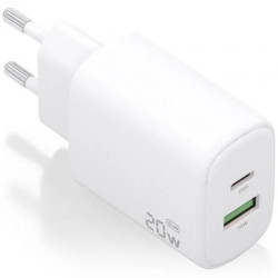 Cargador de Pared GaN Aisens A110-0909/ 1xUSB Tipo-C/ 1xUSB/ 20W/ Blan