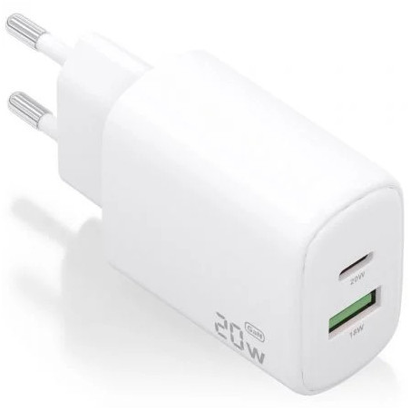 Cargador de Pared GaN Aisens A110-0909/ 1xUSB Tipo-C/ 1xUSB/ 20W/ Blan