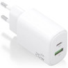 Cargador de Pared GaN Aisens A110-0909/ 1xUSB Tipo-C/ 1xUSB/ 20W/ Blan