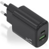 Cargador de Pared GaN Aisens A110-0910/ 1xUSB Tipo-C/ 1xUSB/ 20W/ Negr