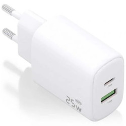 Cargador de Pared GaN Aisens A110-0911/ 1xUSB Tipo-C/ 1xUSB/ 25W/ Blan
