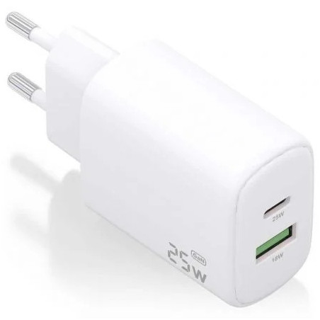 Cargador de Pared GaN Aisens A110-0911/ 1xUSB Tipo-C/ 1xUSB/ 25W/ Blan