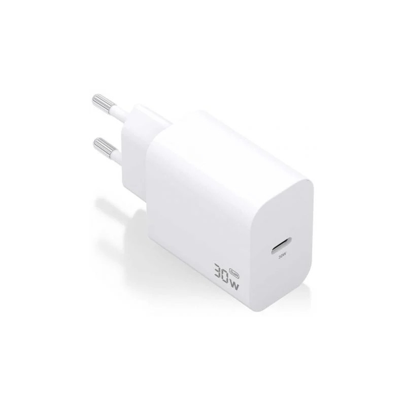 Cargador de Pared GaN Aisens A110-0940/ 1xUSB Tipo-C/ 30W/ Blanco