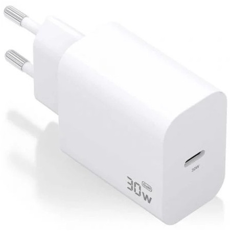 Cargador de Pared GaN Aisens A110-0940/ 1xUSB Tipo-C/ 30W/ Blanco