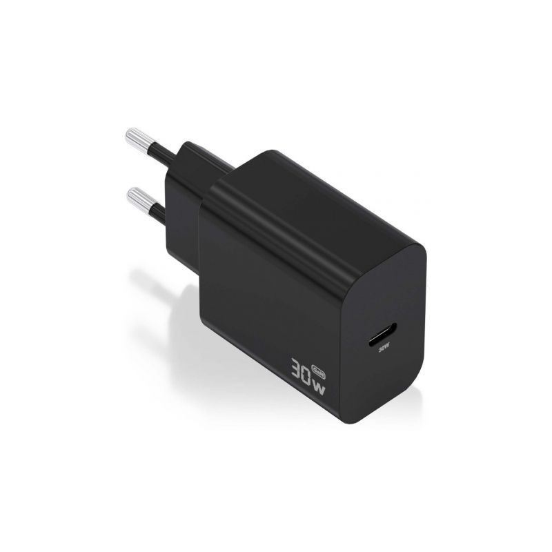 Cargador de Pared GaN Aisens A110-0941/ 1xUSB Tipo-C/ 30W/ Negro