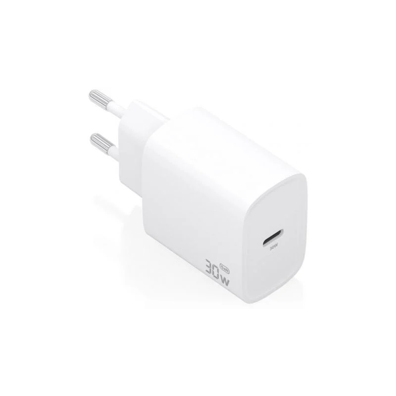 Cargador de Pared GaN Aisens A110-0950/ 1xUSB Tipo-C/ 30W/ Blanco