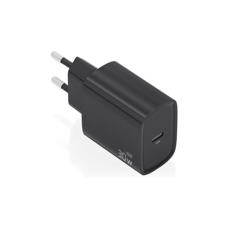 Cargador de Pared GaN Aisens A110-0951/ 1xUSB Tipo-C/ 30W/ Negro