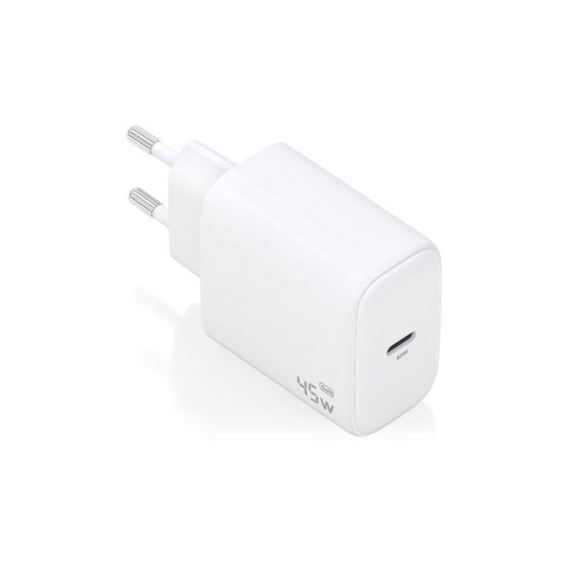Cargador de Pared GaN Aisens A110-0969/ 1xUSB Tipo-C/ 45W/ Blanco