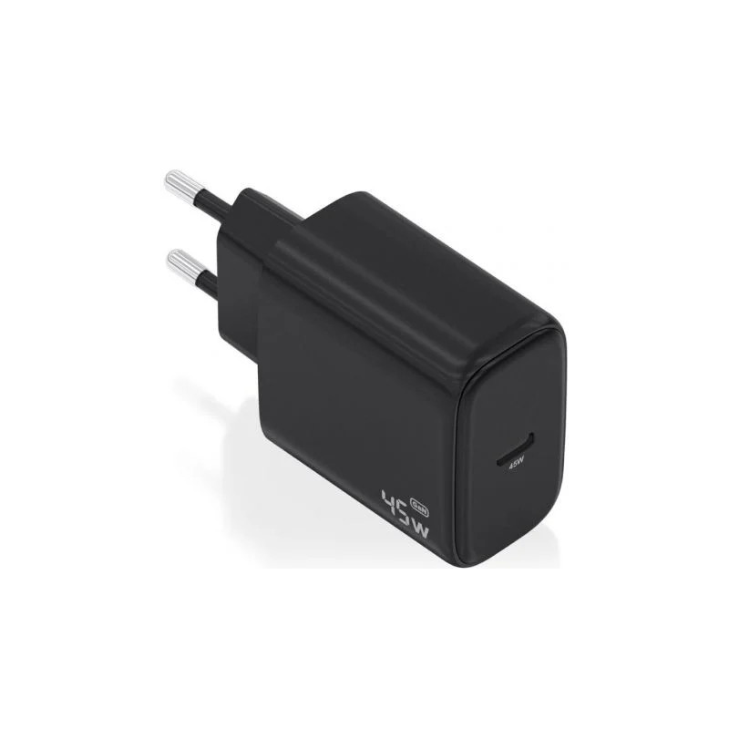 Cargador de Pared GaN Aisens A110-0970/ 1xUSB Tipo-C/ 45W/ Negro