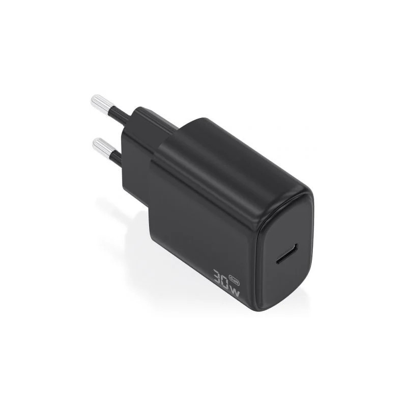 Cargador de Pared GaN Aisens A110-0976/ 1xUSB Tipo-C/ 30W/ Negro