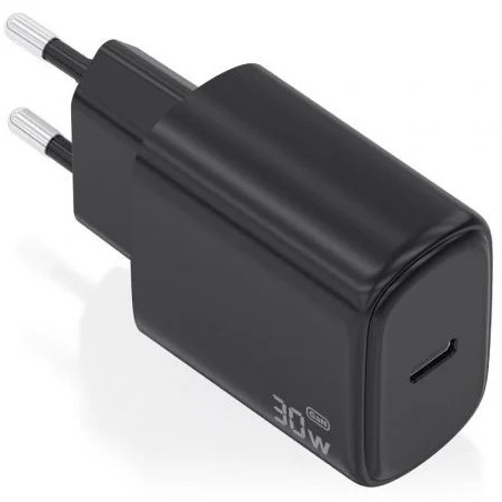 Cargador de Pared GaN Aisens A110-0976/ 1xUSB Tipo-C/ 30W/ Negro