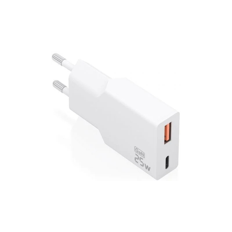 Cargador de Pared GaN Aisens A110-1000/ 1xUSB Tipo-C/ 1xUSB/ 25W/ Blan
