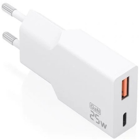 Cargador de Pared GaN Aisens A110-1000/ 1xUSB Tipo-C/ 1xUSB/ 25W/ Blan
