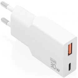 Cargador de Pared GaN Aisens A110-1002/ 1xUSB Tipo-C/ 1xUSB/ 30W/ Blan
