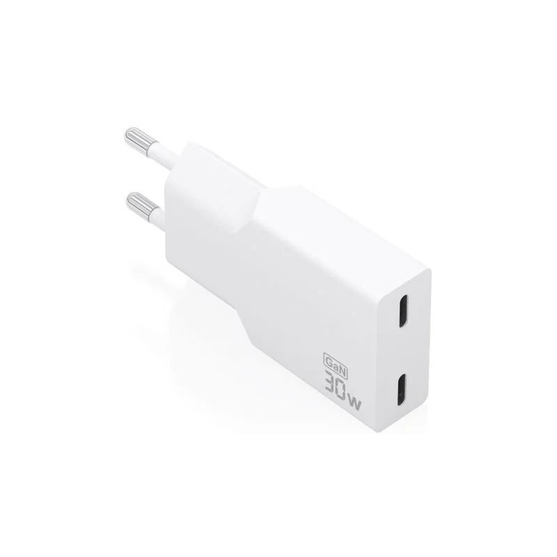 Cargador de Pared GaN Aisens A110-1003/ 2xUSB Tipo-C/ 30W/ Blanco