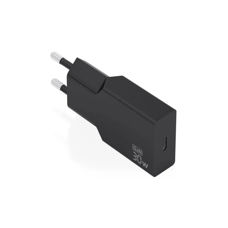 Cargador de Pared GaN Aisens A110-1004/ 1xUSB Tipo-C/ 30W/ Negro
