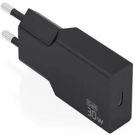 Cargador de Pared GaN Aisens A110-1004/ 1xUSB Tipo-C/ 30W/ Negro