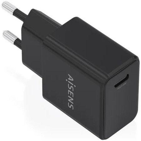 Cargador de Pared GaN Aisens A110-1024/ 1xUSB Tipo-C/ 20W/ Negro